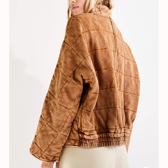 Free People Dolman Quilted Knit Jacket Toasted Coconut Fall Coat Quilt Cotton - Picture 2 of 10